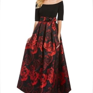 Jessica Howard Dress (Gown) Red and Black